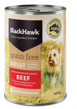 Pack of BLACK HAWK WET GRAIN FREE BEEF 400G X 12