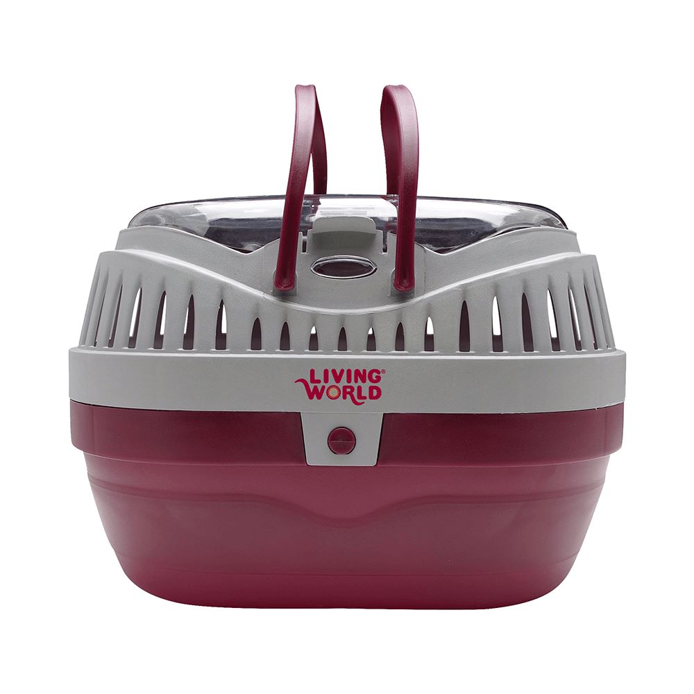 LIVING WORLD SMALL ANIMAL CARRIER LARGE - BURGUNDY/GREY