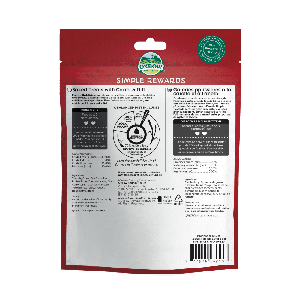 OXBOW REWARD CARROT DILL TREAT