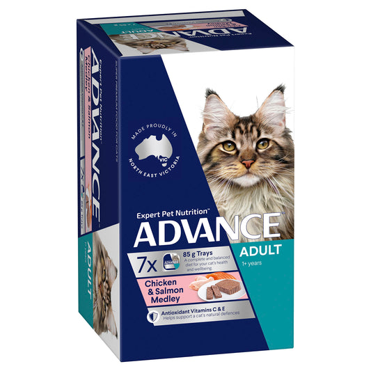 Pack of ADVANCE CAT WET KIT CHIC SLMN 85G X 7