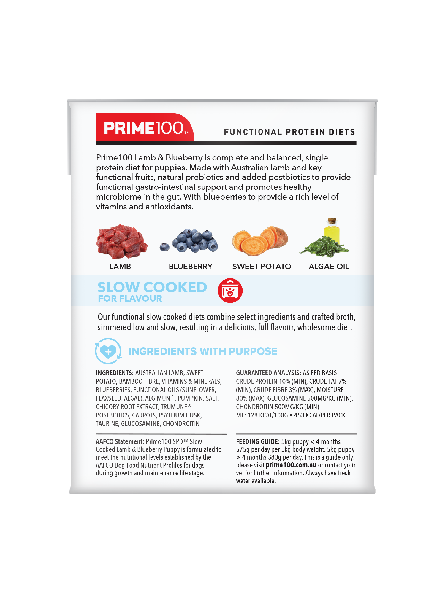 PRIME100 SPD SLOW COOKED LAMB & BLUEBERRY PUPPY 354G