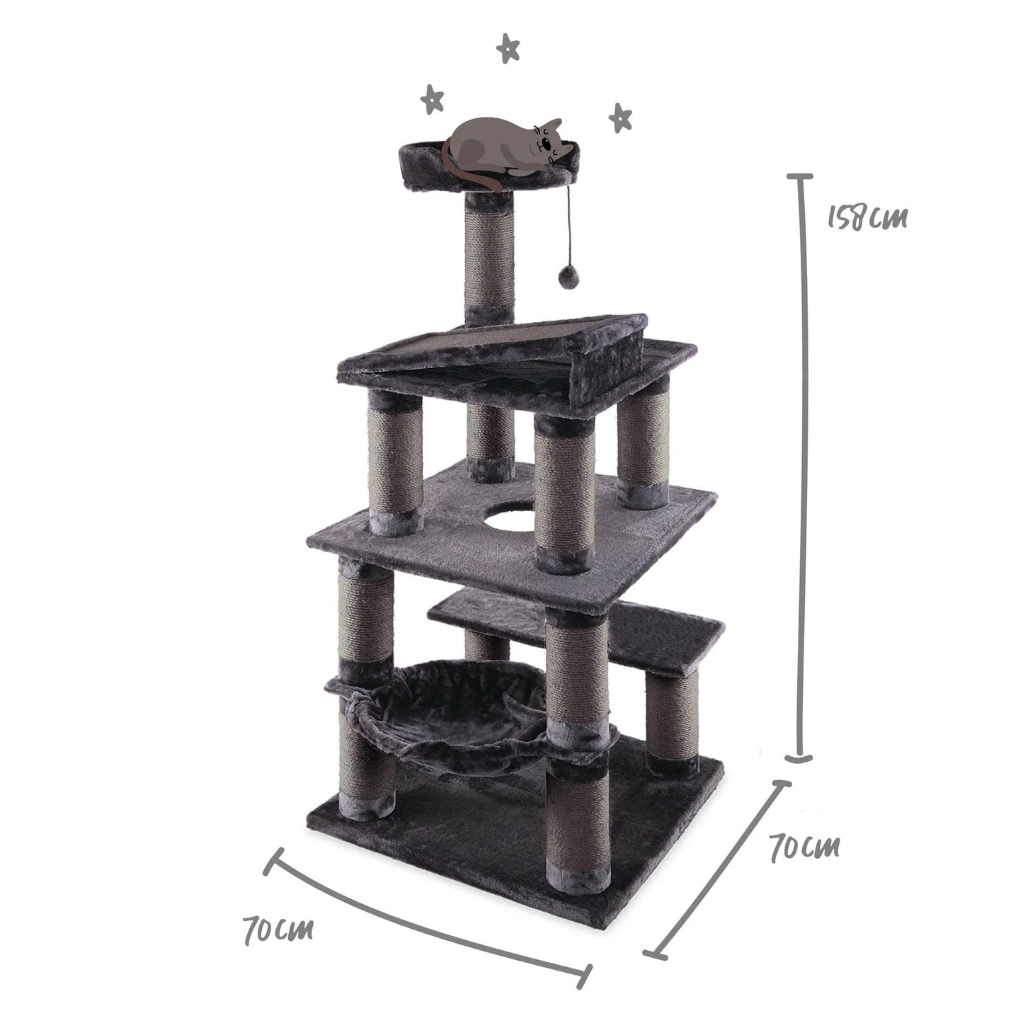 KAZ CAT SCRATCHER 5 LEVEL PLAYGROUND CHARCOAL