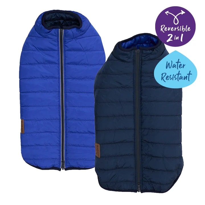 KAZOO COAT PUFFER REVERSIBLE BLUE & NAVY 53CM