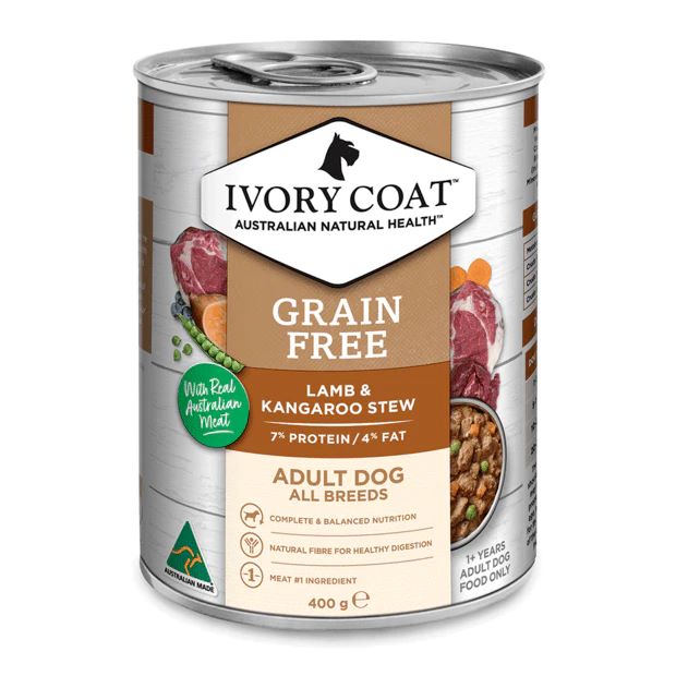 Pack of IVORY COAT WET LAMB & ROO STEW 460G X 12