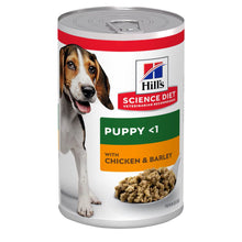 Load image into Gallery viewer, Pack of HILL&#39;S SCIENCE DIET PUPPY CHICKEN &amp; BARLEY ENTREE 370G X 12