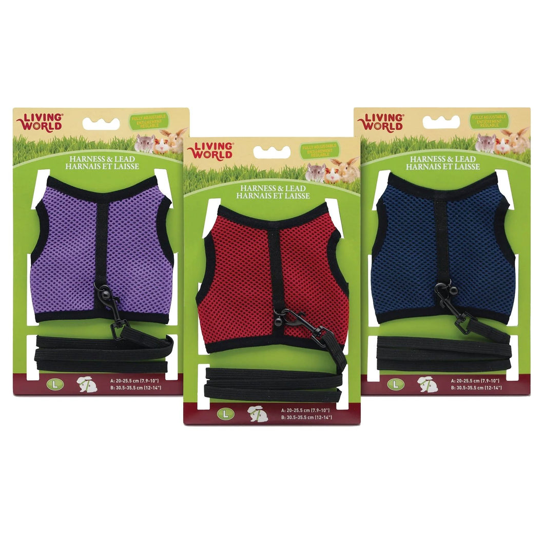 LIVING WORLD SMALL ANIMAL FABRIC HARNESS AND LEAD SET - MEDIUM ASSORTED