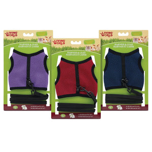 LIVING WORLD SMALL ANIMAL FABRIC HARNESS AND LEAD SET - LARGE ASSORTED