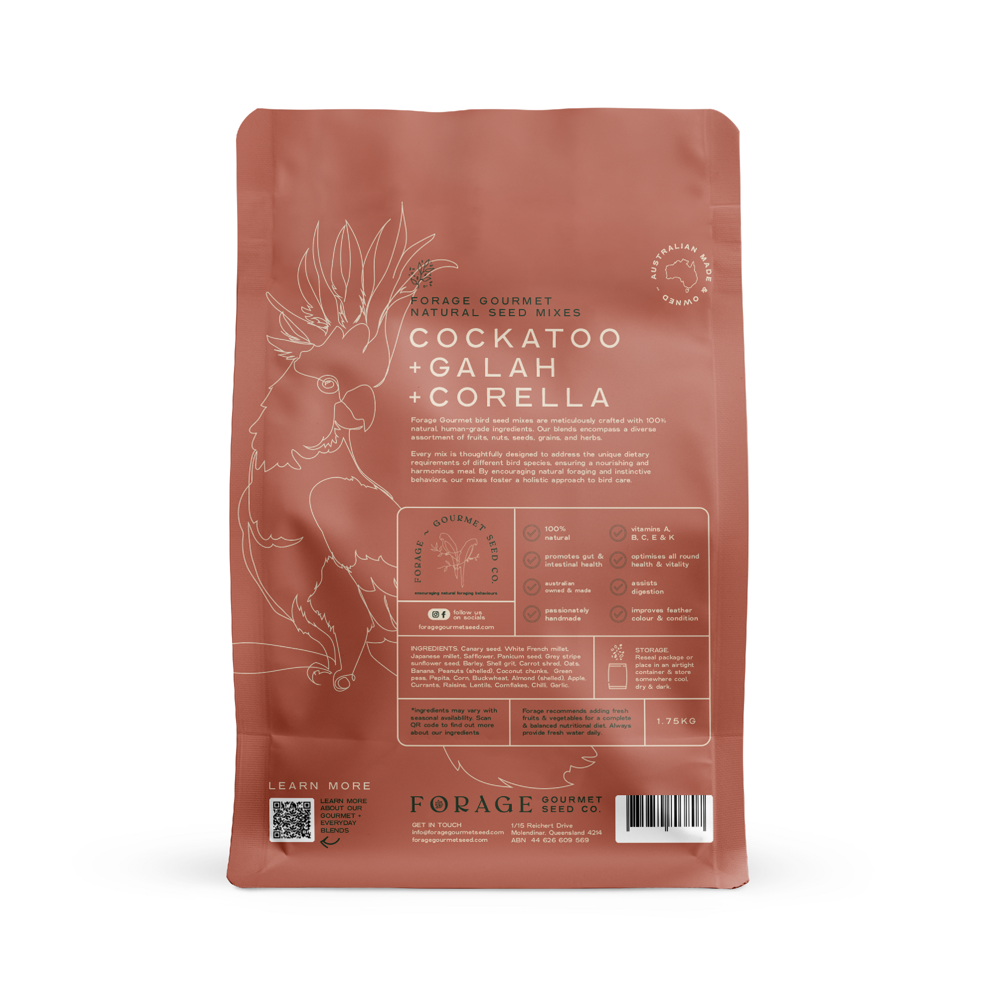 FORAGE COCKATOO, GALLAH & CORELLA 1.75KG