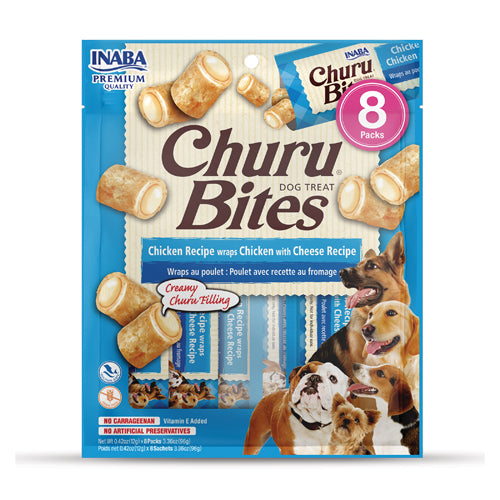 INABA CHURU DOG BITES CHICKEN WRAPS WITH CHEESE 96G 6PK