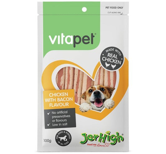 VITAPET JERHIGH CHICKEN BACON 100G