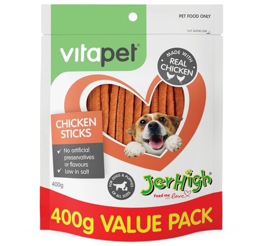 VITAPET JERHIGH CHICKEN STICKS 400G