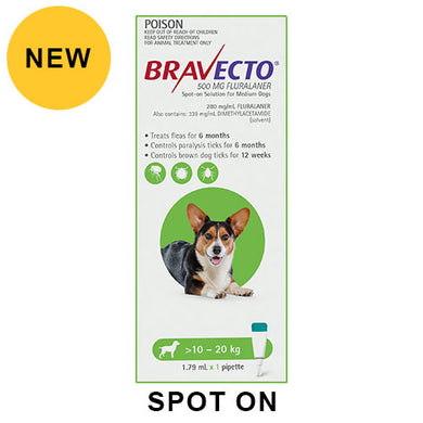 BRAVECTO SPOT-ON 10 - 20KG GREEN