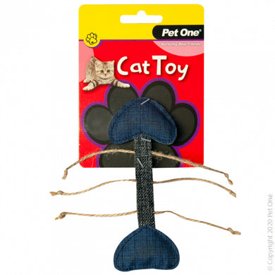 CAT TOY FISH SKELETON GREY