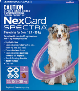 NEXGARD SPECTRA 15.1-30KG 3PK PURPLE