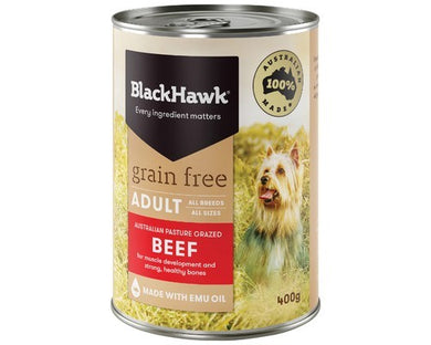 BLACK HAWK WET GRAIN FREE BEEF 400G