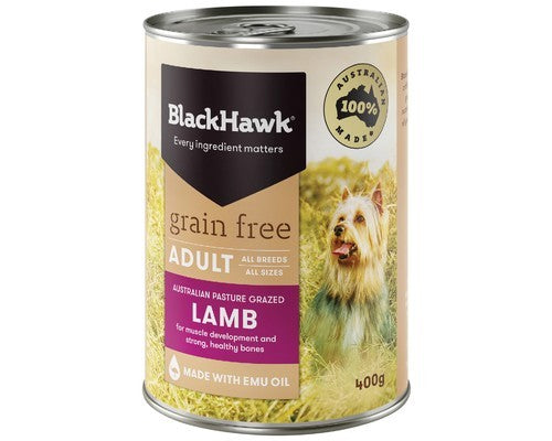 BLACK HAWK WET GRAIN FREE LAMB 400G