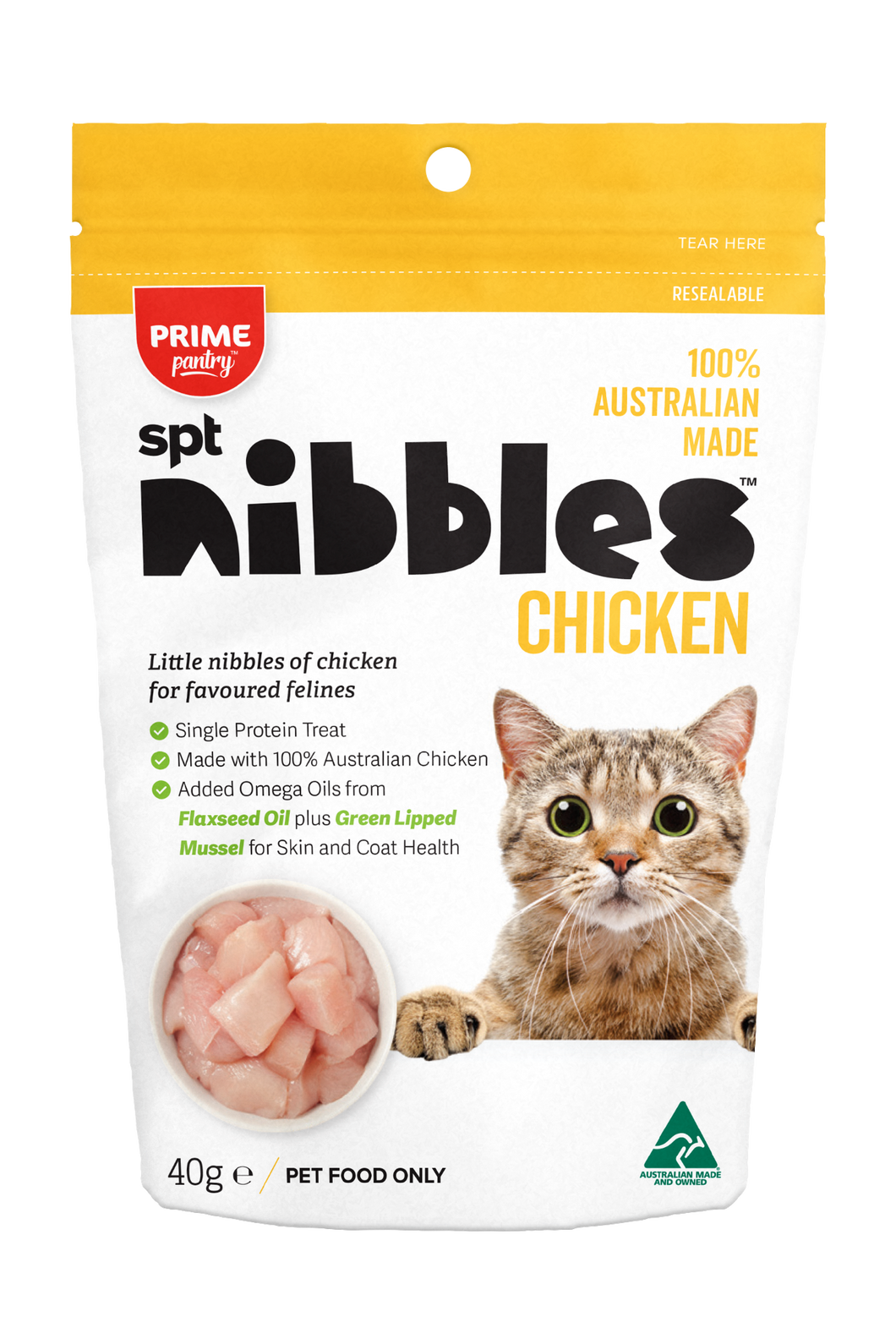 PRIME100 PRIME PANTRY SPT NIBBLES CHICKEN 40G