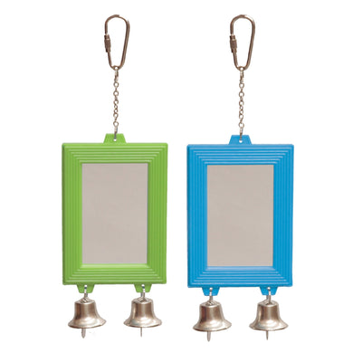 KAZOO RECTANGULAR MIRROR W/BELL GREEN / PURPLE